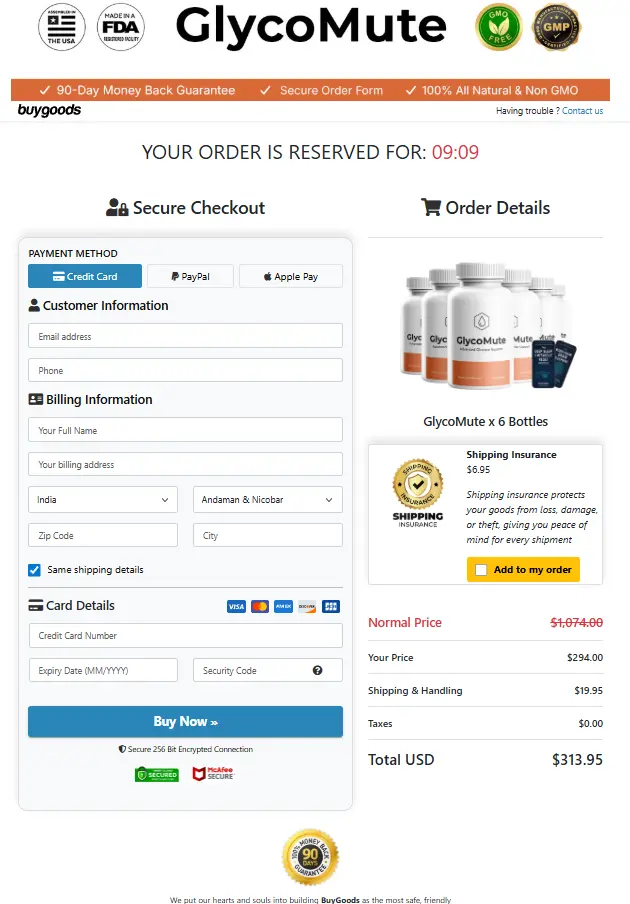 GlycoMute Secure Order Page
